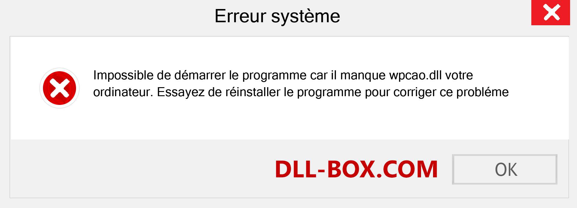 Le fichier wpcao.dll est manquant ?. Télécharger pour Windows 7, 8, 10 - Correction de l'erreur manquante wpcao dll sur Windows, photos, images